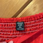 SheIn Bright red puff sleeve textured smock flowy dress Photo 3