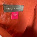 Vince Camuto Printed Midi Skirt Tie Front Wrap Metallic Threads Chili Oil L NWT Photo 4