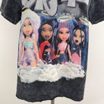 BRATZ Y2K Vibes Dark Grey Acid Wash Reworked Side Slit Angel Dolls Graphic Tee Black Photo 3