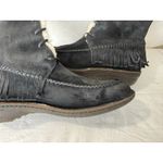 UGG  Women’s Shoreline Boots Size 9 Black Suede Shearling Fringe Lace Up 5755 Photo 10