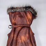 Powder River Outfitters Vest Womens XL Brown Faux Leather/Fur Belted Photo 8