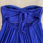 2b Bebe XS Blue dress black silver& gold beads neckline hi low hem soft fabric Photo 4