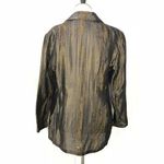 Carlisle Open Cardigan Top Size 6 Silk Blend Striped Brown Office Pockets Photo 4