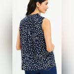 Loft • Navy Floral Ruffle Tie Neck Tank Top Photo 1