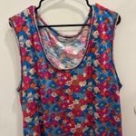 Natural Life  Pink Blue Floral Hangout Cotton Jersey Midi Tank Dress Boho Cottage Photo 4