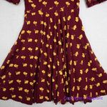 Unique Vintage  X GB Gywnnie Bee Maroon Yellow Midi 0X Heart‎ Balloon Dress Photo 3