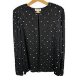 Mark & John Gopal Vintage Womens size L 100% Silk Beaded Open Cardigan Jacket Black Size L Photo 0