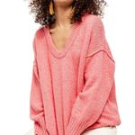 Free People NEW  Sweater Brookside Bright Pink Scoop Neck Tunic Women’s Small Photo 0