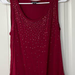 DKNY EUC women’s dark red silver jeweled scoop neck thick strap tank top large Photo 0