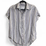 Lola Rivers NYC Lola River NYC Sz S Stripe Button Up Shirt Linen/Lyocell Blend Rolled Sleeves Photo 0