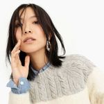 J.Crew  Cable‎ Fuzzy Crewneck Sweater Grey Cream XXS Photo 8