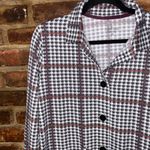 Cuddl Duds  White Houndstooth Plaid Button Down Soft Knit Shirt Women's Size XS Photo 1