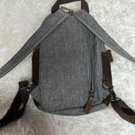 NWOT Small Canvas Backpack with Sequined Skull Gray Photo 3