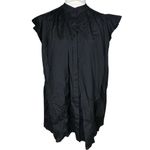 Madewell NWT  Women's Flutter Sleeve Button-Front Mini Dress Poplin Black Size XS Photo 3