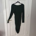 Dark green, long sleeve midi dress with tie Detail large Green Photo 1