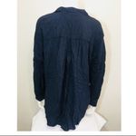 BDG  Medium Shirt Navy Blue Micro Stripe Blouse Hem Photo 2