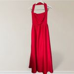 Reformation Edessa Maxi Dress Cherry Red Satin Halter Size 0 Photo 1