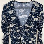 Free People Women’s Through the Meadow Floral Ruched Hook-Closures Ruffle Blouse Photo 1