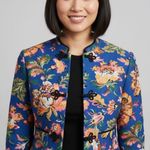 ZARA Floral Brocade Oriental Crop Mandarin Collar Frog Closures Jacket Size XS Photo 0