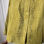 J. Jill Cottagecore 100% Suede Boho Cutout Floral Jacket Yellow Size L Photo 3