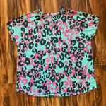 Sew In Love Teal w/ Black & Pink Cheetah Print 3x Women’s Shirt. 2321 Photo 4