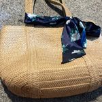 Draper James  Straw Tote Bag with Floral Scarf Magnolia Print Photo 3