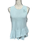 Sundry  Size 1 Small Keep It Simple Peplum Tank w Ruffle Pale Blue Gray Raw Hem Photo 1