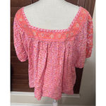 Lucky Brand  Peach Pink Blouse babydoll floral fairy Peasant boho top sz XXL Photo 2