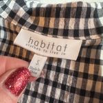 Habitat  Women's Black White Plaid Button Down Shirt Size S Lagenlook Oversized Photo 2
