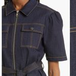 NWT Cinq a Sept 5a7 Luella Topstitch Short Sleeve Denim Jacket Indigo Blue 6 Photo 4
