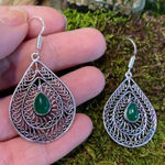Handmade Natural Green Onyx silver earrings Photo 0