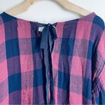 Bella Dahl  Plaid Bell Sleeve Tie Back Top size S Photo 7