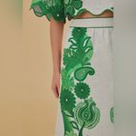 Farm Rio NEW  NWT Green Color Festival Midi Skirt 100% linen size Large women’s Photo 7