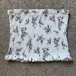 White pink and green floral ribbed cropped tube top size medium Photo 0