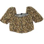 Urban Outfitters  Floral Crop Top Blouse Puff Short Sleeve Square Neck‎ M Photo 5