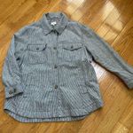 Loft linen cotton pinstriped barn chore jacket shaket overshirt Sz XLarge Photo 6