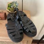 Free People Delaney Fisherman Platform Sandals Black Leather Size 39.5 (US 9.5) Photo 2