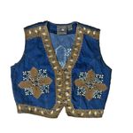 Don't Mess With Texas Vest Size Medium Western Country Short Blue Studded Cross Photo 9