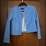J.Crew NWT 365 Cropped Collarless Jacket In Bi-Stretch Cotton Blue Size 6 Photo 2