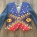 Hairston Roberson ROPA VTG Sz L Denim Embroidered Jacket Western USA LG Aztec Blue Photo 0