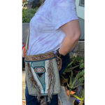 Catena handmade BOHO crossbody bag purse beadwork leather fringe Photo 2