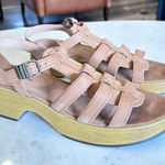 Lucky Brand  Jemimmy Platform Sandal Brown Leather Woodgrain Women's‎ Size 11 Photo 0