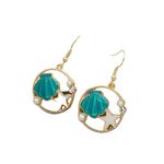 Seashell & starfish pendant drop hallow round shape gold plated earrings‎ faux f Size undefined Photo 9