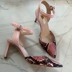 Louise et Cie Lo-Kota Pink Snakeprint Leather Ankle Strap Heels Photo 3