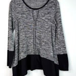Max Studio  Gray and Black Long Sleeve Tunic Top Photo 0