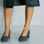 Mango  Womens 7 Gray Suede Block Heel Shoes Photo 1