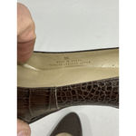 Talbots Womans  Size 8 B Brown Leather Platform Pumps Alligator Embossed Photo 6