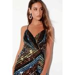 Tea & Cup Multi Sequin Rainbow Striped Sleeveless Midi Dress, Small NWOT Black Photo 9