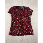 Ralph Lauren lauren black red floral top poppy short sleeve blouse Medium Zip Photo 3