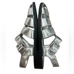 ZARA NWOT  Metallic Silver Fishermen Sandals Photo 6